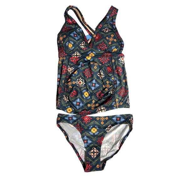 NWT A Pea In The Pod Maternity Tankini, Cross Back, Geometric, Sz XS - Picture 1 of 6